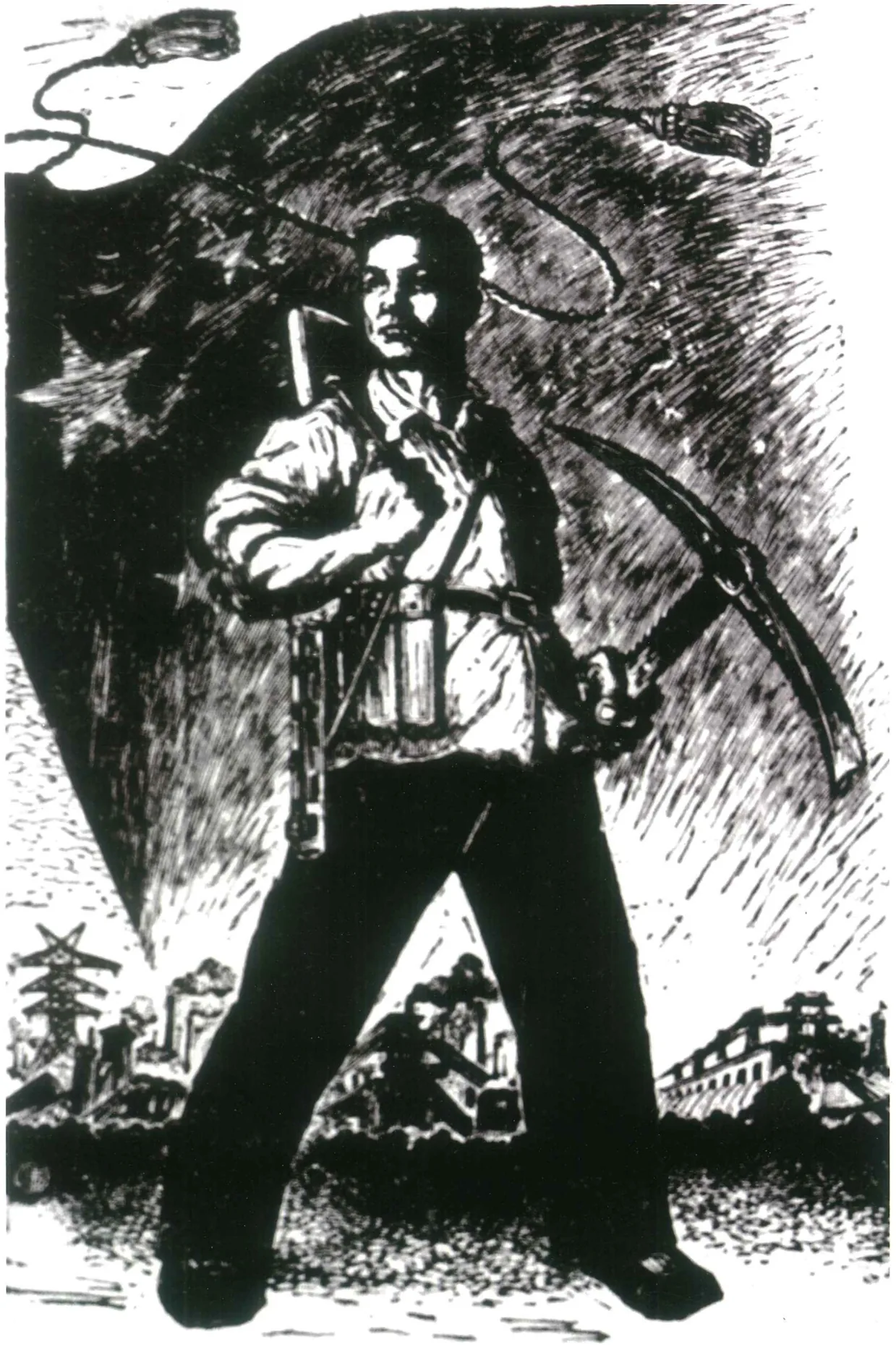 《保卫胜利果实》木刻版画